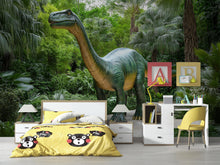 Load image into Gallery viewer, Brontosaurus Dinosaur Wall Mural – Realistic Jungle Peel and Stick Wallpaper – Dino Kids Room Removable Mural for Nursery or Playroom