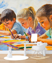 Load image into Gallery viewer, Art Classroom Wall Mural – Colorful Kids Drawing Painting Wallpaper – Educational Peel and Stick Mural for Playroom, School or Daycare