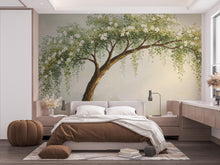 Load image into Gallery viewer, Watercolor Weeping Tree Mural Wallpaper – Elegant Hand-Painted Botanical Wall Art, Tranquil Nature-Inspired Wall Décor for Bedroom Spa 706RS