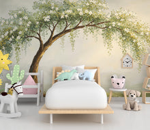 Load image into Gallery viewer, Watercolor Weeping Tree Mural Wallpaper – Elegant Hand-Painted Botanical Wall Art, Tranquil Nature-Inspired Wall Décor for Bedroom Spa 706RS