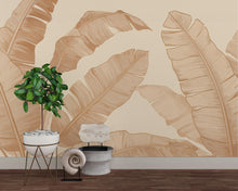 Load image into Gallery viewer, Neutral Banana Leaf Wallpaper – Oversized Tropical Botanical Wall Mural, Beige &amp; Ivory Minimalist Leaf wall Bedroom Living Room Spa 705RS