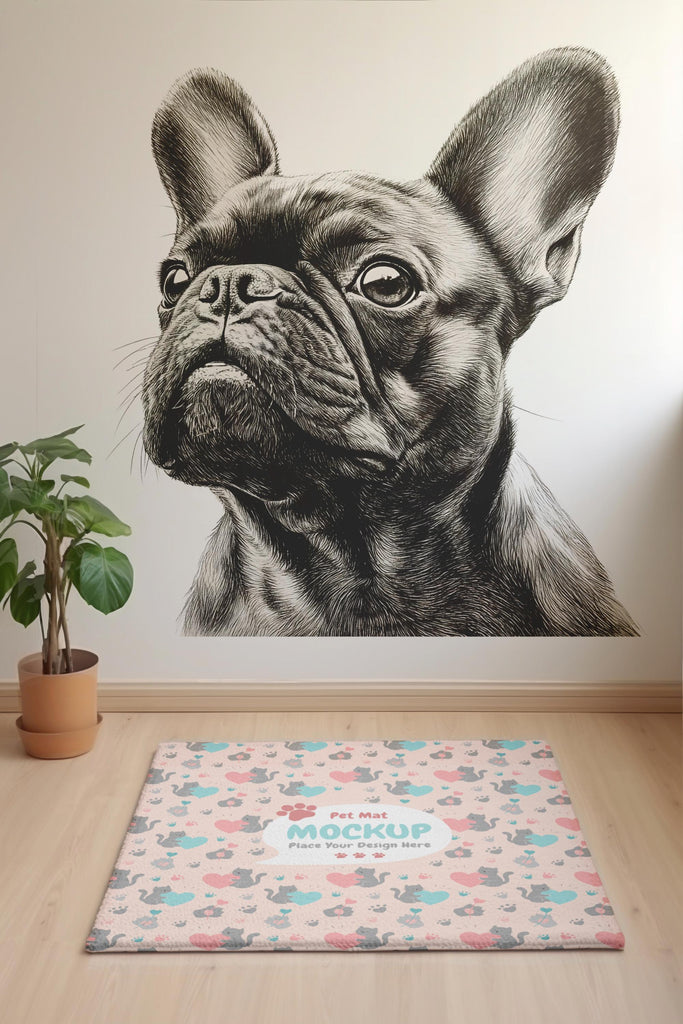 French Bulldog Wall Decal – Monochrome Dog Vinyl Sticker for Pet Lovers – Peel and Stick Animal Mural – Cute Frenchie Wall Art