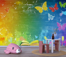 Load image into Gallery viewer, Rainbow Butterfly Wall Mural – Colorful Peel and Stick Learning Wallpaper – Open Book Mural for Playroom, Classroom or Reading Nook