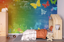 Load image into Gallery viewer, Rainbow Butterfly Wall Mural – Colorful Peel and Stick Learning Wallpaper – Open Book Mural for Playroom, Classroom or Reading Nook