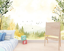 Load image into Gallery viewer, Woodland Forest Deer Wallpaper – Peel and Stick Wallpaper for Kids Room, Woodland Theme, Removable Nursery Wall Art