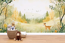 Load image into Gallery viewer, Woodland Forest Deer Wallpaper – Peel and Stick Wallpaper for Kids Room, Woodland Theme, Removable Nursery Wall Art