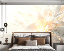 Load image into Gallery viewer, 3D Cream Flower Wallpaper – Elegant Peel and Stick Floral Wallpaper for Bedroom, Soft Beige Petal Wall Decor, Modern Bloom Mural