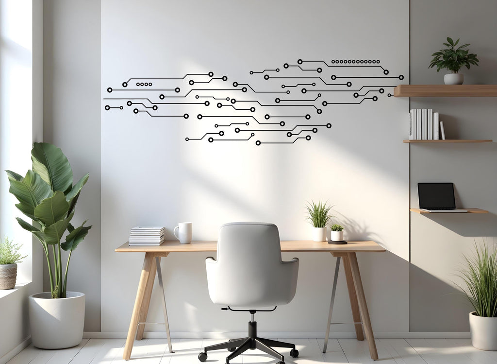 Circuit Board Wall Decal, Technology Vinyl Wall Art Decals, Company Name Decal, Office Decor, Business Wall Decal, Wall Art Office 671LU