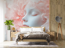 Load image into Gallery viewer, Dreamy Surreal Woman Face Wallpaper – Soft Pink Cloud Hair Peel-and-Stick Wallpaper | Feminine Art Bedroom Decor