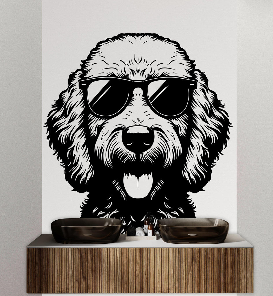 Goldendoodle Dog Sunglasses wall decal Dog decor Dog kids Dog wall art Decal Dog Lover Animals Dog Wall Bathroom Wall Decals Stickers 117DE
