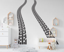 Load image into Gallery viewer, Tire Track Wall Decal Highway Vinyl Sticker Tire Marks Track Wall Decor Kids Playroom Boys Room Wall Art Bedroom Sticker 681RS