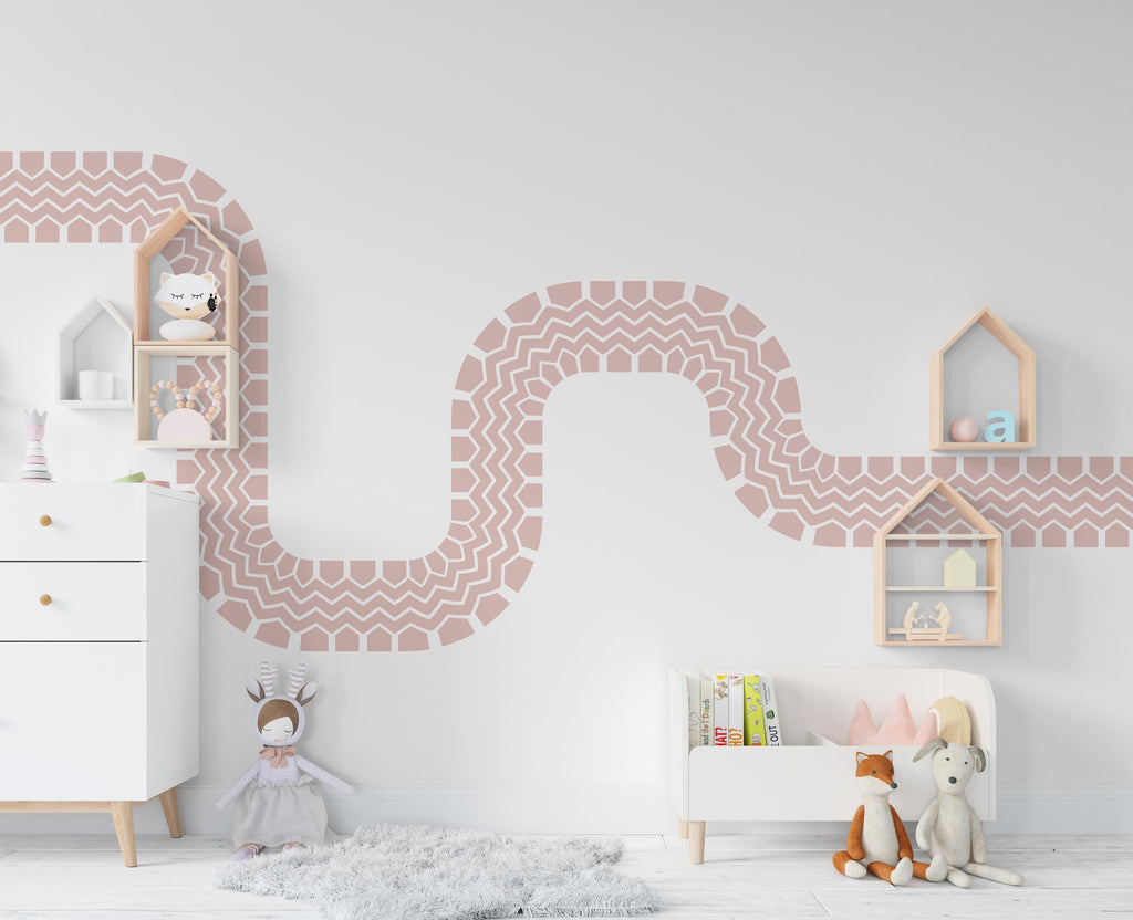 Tire Track Wall Decal Highway Vinyl Sticker Tire Marks Track Wall Decor Kids Playroom Boys Room Wall Art Bedroom Sticker 683RS