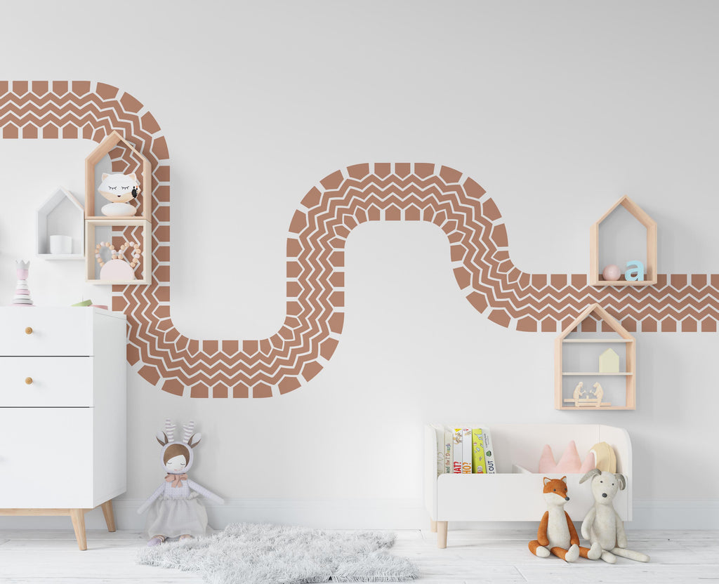 Tire Track Wall Decal Highway Vinyl Sticker Tire Marks Track Wall Decor Kids Playroom Boys Room Wall Art Bedroom Sticker 683RS