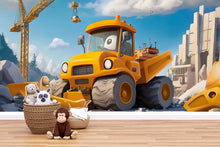 Load image into Gallery viewer, Construction Truck Wall Mural – Cartoon Digger Boys Room Wallpaper, Kids Construction Theme, Removable Peel and Stick Nursery Mural