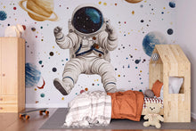 Load image into Gallery viewer, Astronaut Wall Mural – Outer Space Kids Wallpaper, Galaxy Planets Wall Art, Peel and Stick Space Mural for Boys Bedroom or Nursery