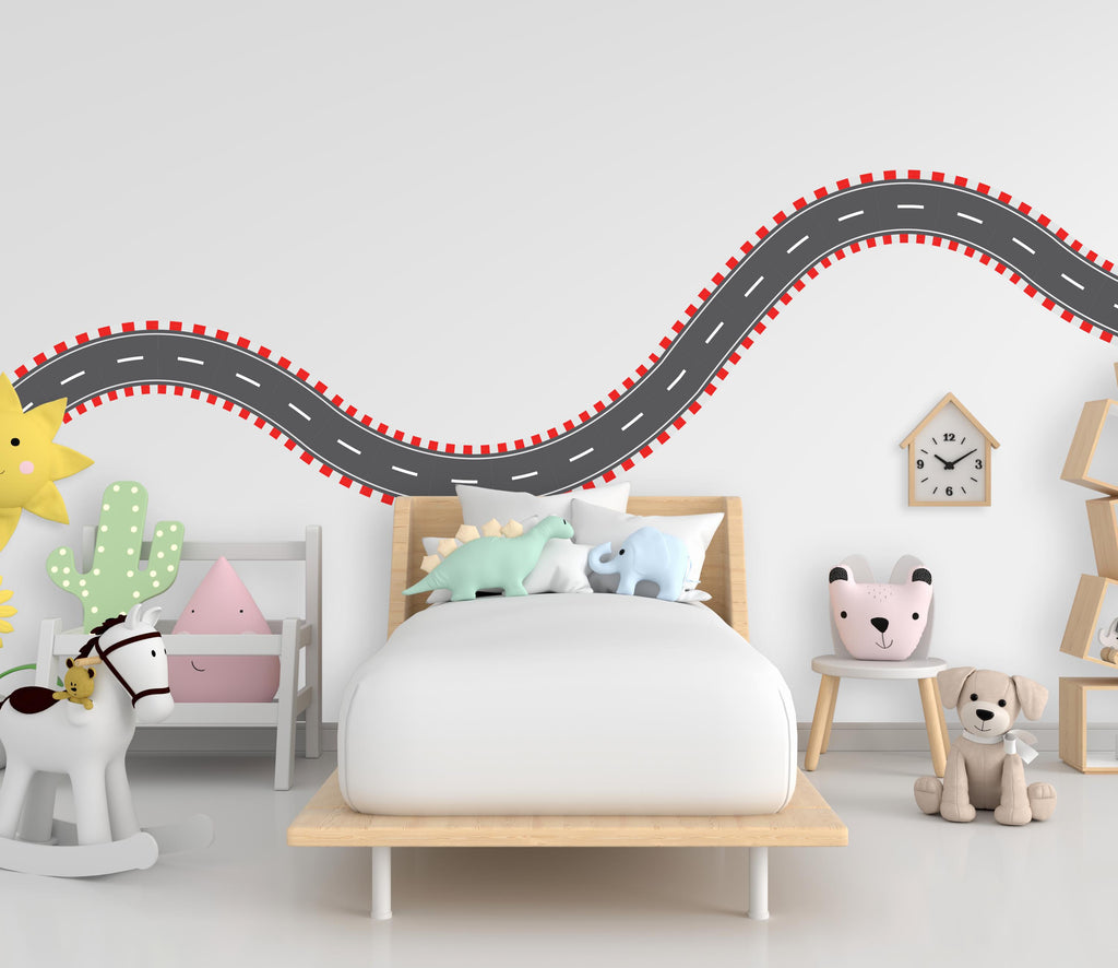 Tire Track Wall Decal Highway Vinyl Sticker Tire Marks Wall Decor Kids Playroom Boys Room Wall Art Automotive Bedroom Mural Sticker 685RS