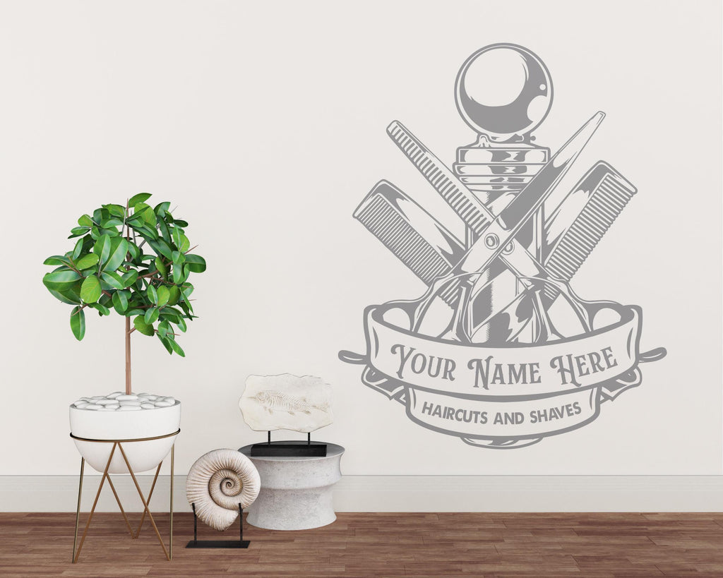 Barber Wall Decal, Barber Wall Decal, Barbershop Wall Decor, Custom Decals Razor Wall Art