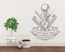 Load image into Gallery viewer, Barber Wall Decal, Barber Wall Decal, Barbershop Wall Decor, Custom Decals Razor Wall Art