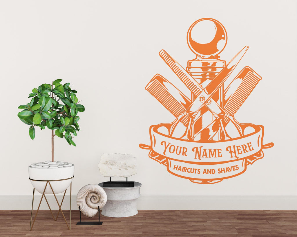 Barber Wall Decal, Barber Wall Decal, Barbershop Wall Decor, Custom Decals Razor Wall Art