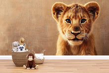 Load image into Gallery viewer, Lion Cub Wall Mural – Safari Nursery Wallpaper – Adorable Baby Lion Jungle Wall Art for Kids' Room – Peel and Stick or Traditional