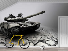 Load image into Gallery viewer, Realistic Tank Wall Mural – Military Themed Boys Room Wallpaper – Army Vehicle Wall Art – Peel and Stick or Non-Woven Mural