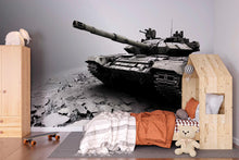 Load image into Gallery viewer, Realistic Tank Wall Mural – Military Themed Boys Room Wallpaper – Army Vehicle Wall Art – Peel and Stick or Non-Woven Mural
