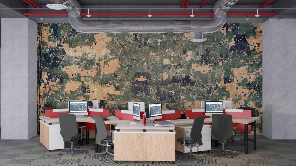 Digital Camo Wall Mural – Army Camouflage Wallpaper for Gym or Office – Military Style Accent Wall – Peel and Stick or Non-Woven