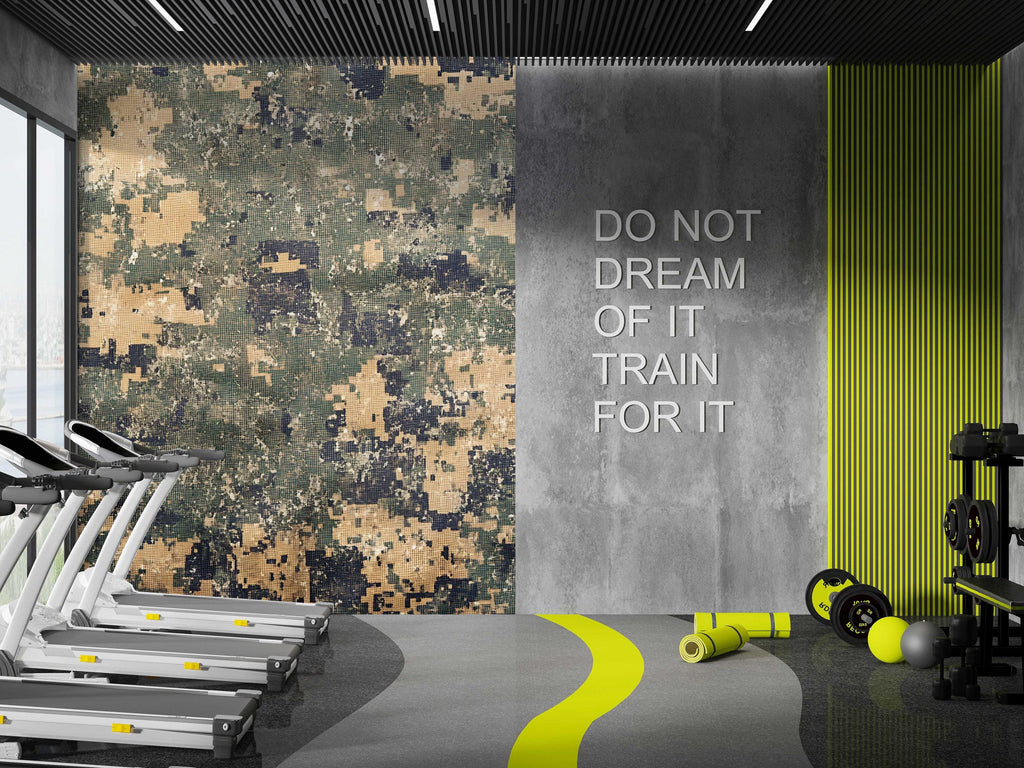 Digital Camo Wall Mural – Army Camouflage Wallpaper for Gym or Office – Military Style Accent Wall – Peel and Stick or Non-Woven