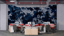 Load image into Gallery viewer, Blue Camo Wall Mural – Urban Digital Camouflage Wallpaper – Industrial Office or Gaming Room Decor – Peel and Stick or Non-Woven