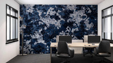 Load image into Gallery viewer, Blue Camo Wall Mural – Urban Digital Camouflage Wallpaper – Industrial Office or Gaming Room Decor – Peel and Stick or Non-Woven