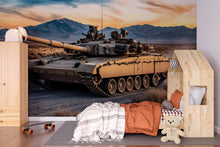 Load image into Gallery viewer, Desert Tank Wall Mural – Realistic Army Tank Wallpaper – Military Boys Room Decor – Peel and Stick or Non-Woven Mural