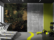 Load image into Gallery viewer, Grunge Camo Wall Mural – Army Camouflage Gym Wallpaper – Industrial Fitness Decor – Peel and Stick or Non-Woven Wall Mural