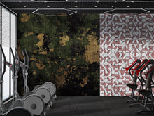 Load image into Gallery viewer, Grunge Camo Wall Mural – Army Camouflage Gym Wallpaper – Industrial Fitness Decor – Peel and Stick or Non-Woven Wall Mural