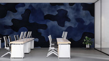 Load image into Gallery viewer, Blue Camo Wall Mural – Modern Camouflage Wallpaper for Office or Studio – Urban Digital Decor – Peel and Stick or Non-Woven