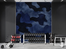 Load image into Gallery viewer, Blue Camo Wall Mural – Modern Camouflage Wallpaper for Office or Studio – Urban Digital Decor – Peel and Stick or Non-Woven