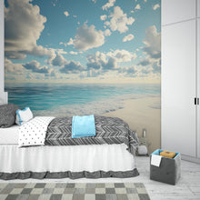 Load image into Gallery viewer, Ocean Beach Wall Mural – Tranquil Sky and Sea Wallpaper – Coastal Bedroom Decor – Beach Horizon Peel and Stick Mural