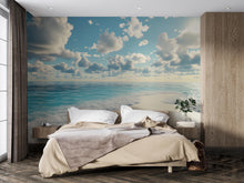 Load image into Gallery viewer, Ocean Beach Wall Mural – Tranquil Sky and Sea Wallpaper – Coastal Bedroom Decor – Beach Horizon Peel and Stick Mural