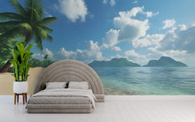 Load image into Gallery viewer, Tropical Beach Wall Mural – Island Ocean Wallpaper – Coastal Paradise Bedroom Decor – Seaside Wall Art – Peel and Stick Mural