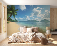 Load image into Gallery viewer, Tropical Beach Wall Mural – Island Ocean Wallpaper – Coastal Paradise Bedroom Decor – Seaside Wall Art – Peel and Stick Mural