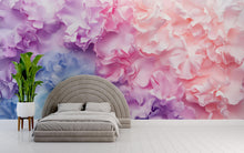 Load image into Gallery viewer, 3D Pastel Flower Wall Mural – Pink Purple Blue Floral Wallpaper – Romantic Bedroom Decor – Peel and Stick or Non-Woven Mural