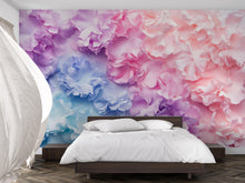 Load image into Gallery viewer, 3D Pastel Flower Wall Mural – Pink Purple Blue Floral Wallpaper – Romantic Bedroom Decor – Peel and Stick or Non-Woven Mural