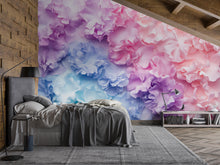 Load image into Gallery viewer, 3D Pastel Flower Wall Mural – Pink Purple Blue Floral Wallpaper – Romantic Bedroom Decor – Peel and Stick or Non-Woven Mural