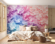 Load image into Gallery viewer, 3D Pastel Flower Wall Mural – Pink Purple Blue Floral Wallpaper – Romantic Bedroom Decor – Peel and Stick or Non-Woven Mural