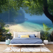 Load image into Gallery viewer, Ocean Pathway Wall Mural – Coastal Garden Beach Wallpaper – Relaxing Bedroom Beach Decor – Peel and Stick or Traditional Wall Art