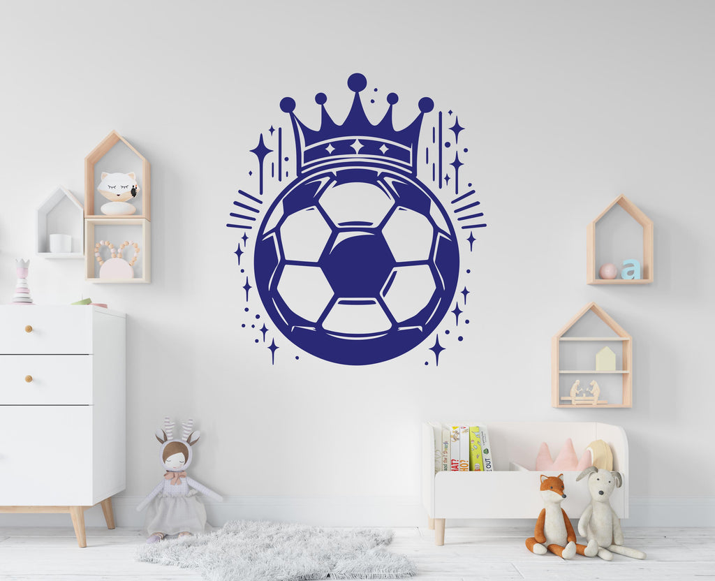 Soccer Ball with Crown wall decor, Football Wall Decal Sport Vinyl, Football stickers Goal Wall Art, Wall Stickers, Kids Room, Decor, 686RS