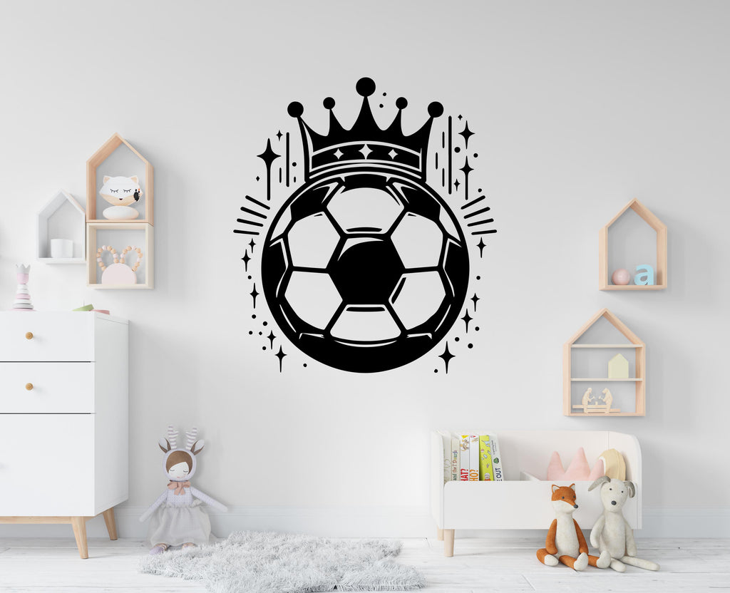 Soccer Ball with Crown wall decor, Football Wall Decal Sport Vinyl, Football stickers Goal Wall Art, Wall Stickers, Kids Room, Decor, 686RS