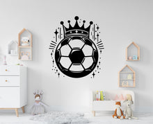 Load image into Gallery viewer, Soccer Ball with Crown wall decor, Football Wall Decal Sport Vinyl, Football stickers Goal Wall Art, Wall Stickers, Kids Room, Decor, 686RS