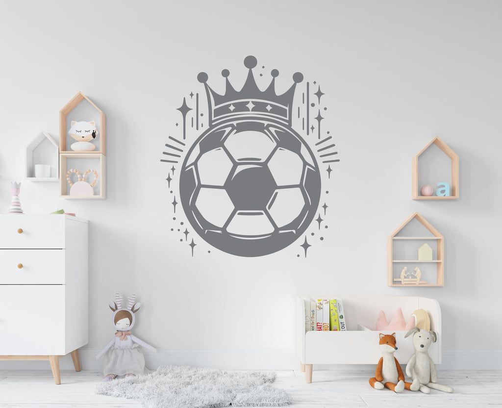 Soccer Ball with Crown wall decor, Football Wall Decal Sport Vinyl, Football stickers Goal Wall Art, Wall Stickers, Kids Room, Decor, 686RS