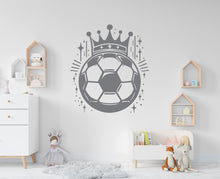 Load image into Gallery viewer, Soccer Ball with Crown wall decor, Football Wall Decal Sport Vinyl, Football stickers Goal Wall Art, Wall Stickers, Kids Room, Decor, 686RS