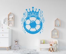 Load image into Gallery viewer, Soccer Ball with Crown wall decor, Football Wall Decal Sport Vinyl, Football stickers Goal Wall Art, Wall Stickers, Kids Room, Decor, 686RS